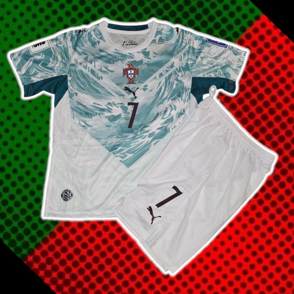 🔥 Kids Portugal Away 2026 Soccer Jersey Set – #7 🔥